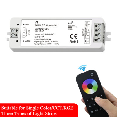 2.4G Wireless 3CH LED Controller DC 12V 24V RGB Stripe 4 Zonen RF Fernbedienung