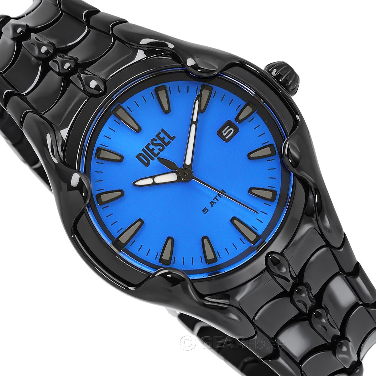 DIESEL Metamorph Vert Mens Blue Dial Watch, Reptilian Black