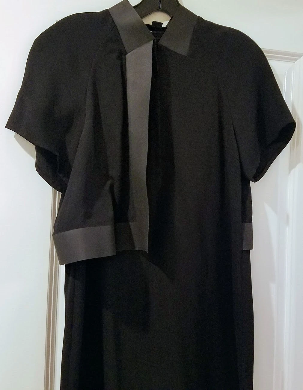 Abito Alexander Wang nero manica corta bordo ecopelle con patta taglia 4