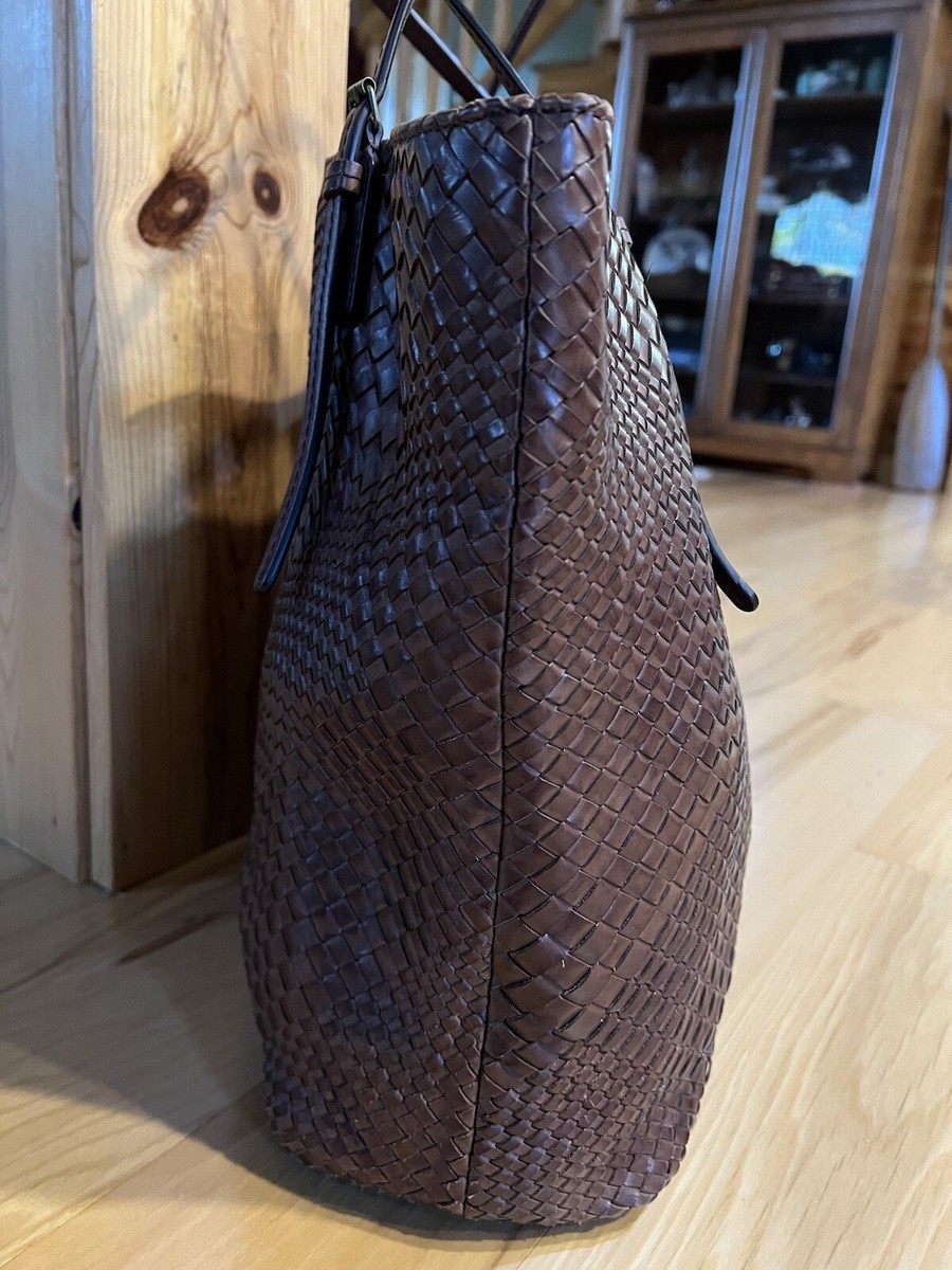 MASSIMO DUTTI NEW WOMAN Woven leather tote bag BROWN 6918