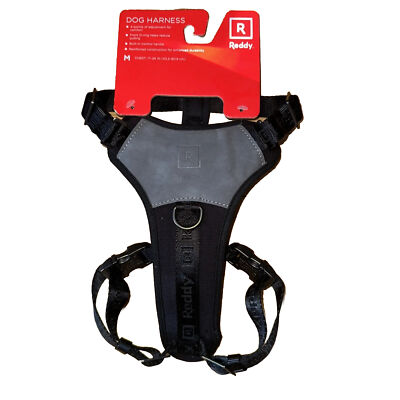 Reddy Front D-Ring Durable 4-Point Adjustment Control Black Dog Pet Harness Med