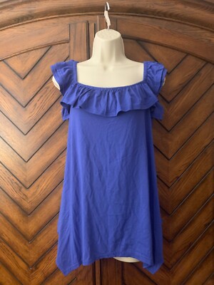Evens blue ruffle handkerchief hem tank top size 14 large