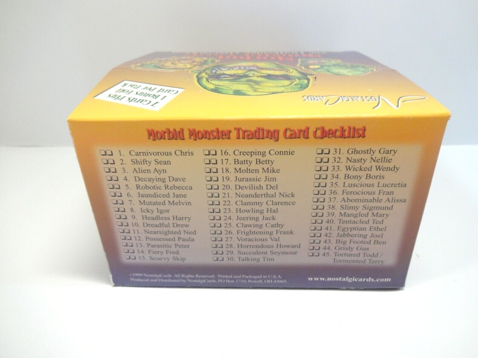 Morbid Monster Cards empty display box 1999 Nostalgicards - Picture 4 of 8