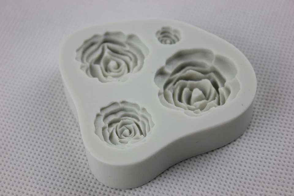 Roses Mould Flowers 4 cell Cake Decorating Fondant Icing Chocolate Resin Silicon - Image 4 of 4