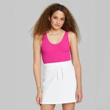 Wild Fable Textured Knit Versatile Tank Bodysuit Womens Small Pink