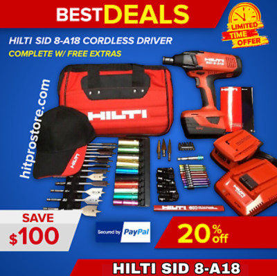 HILTI SID 8-A18 CORDLESS DRIVER, NEW, FREE BITS, 2 BATTERIES, COMPLETE,FAST SHIP