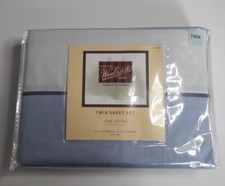 Brand New Woolrich Blue White Cotton Twin Size Sheet Set