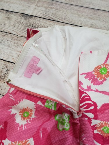 LILLY PULITZER STRAPLESS BLOOM CHERRY BEGONIAS HOTTYPINK FLORAL COTTON DRESS SZ6 - Picture 6 of 7