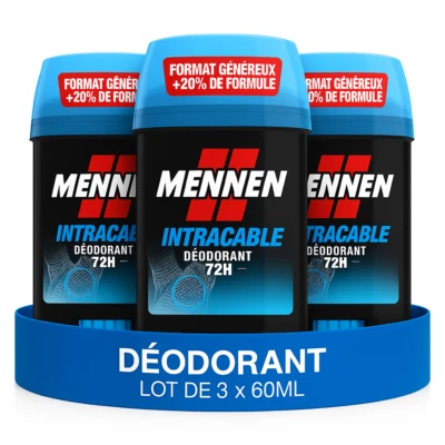 Lot 3 Déodorants Mennen INTRAÇABLE 72H Anti Traces Sans Alcool 3 x 60ml - Photo 1/4