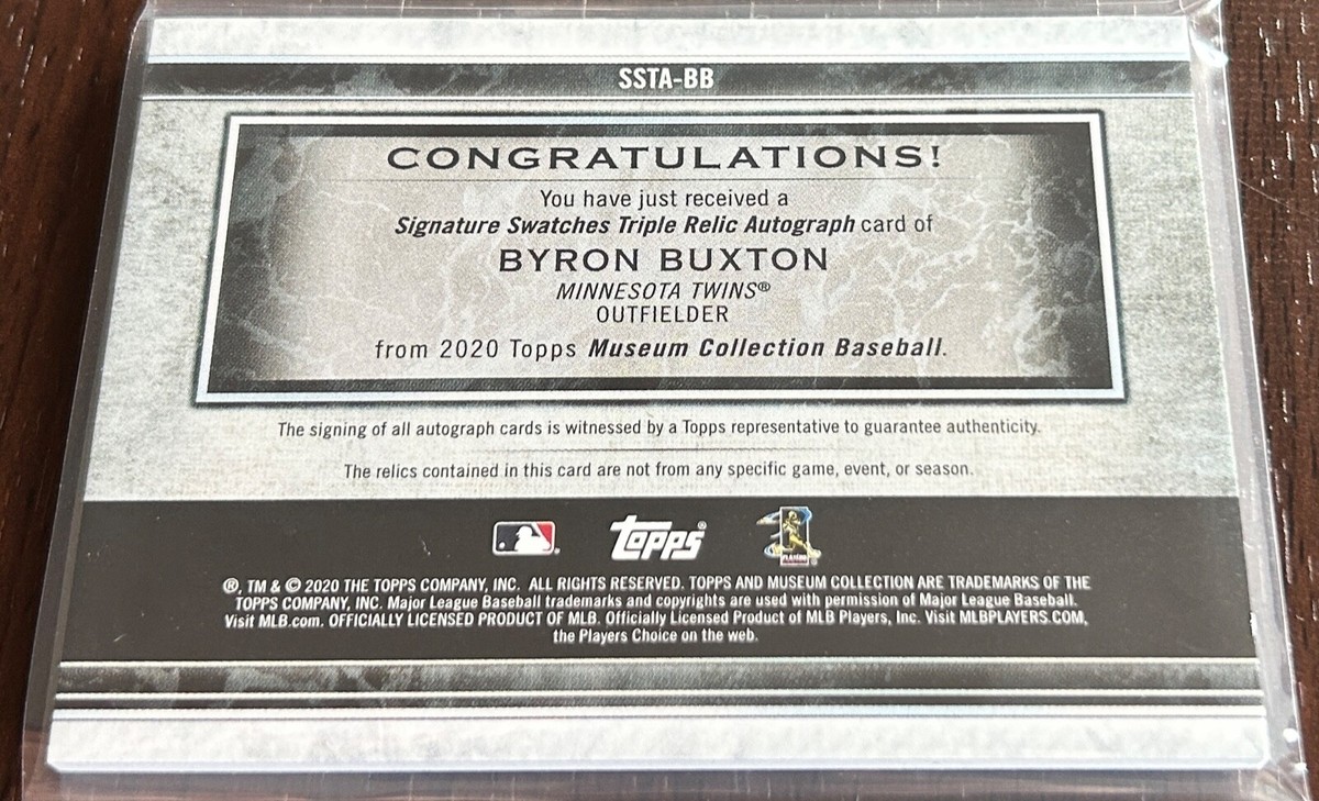 Byron Buxton 2020 Topps Museum Collection /299 Signature Swatches