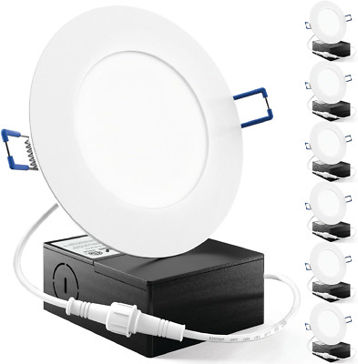 Sunco 6 Pack 4 Inch Ultra Thin LED Recessed Ceiling Lights Slim, 6000K Daylig...