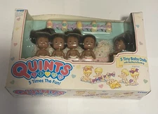 Tyco Quints Tiny Baby Dolls with Bottles & Bunting Doll Set African American AA