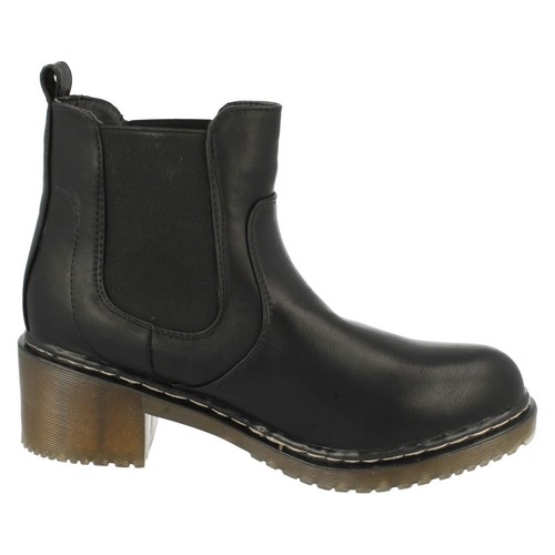 Ladies F50413 Black pull on ankle boot with side Gusset By spot on sale - Picture 2 of 8