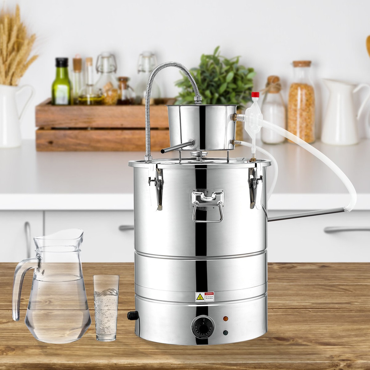 VEVOR Distillateur d'alcool à eau, 30 L, alambic en acier inoxydable 304 avec sortie de