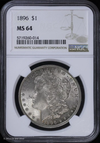 1896-P $1 Morgan Silver Dollar NGC MS 64 | Uncirculated UNC BU
