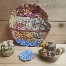 Vintage 1996 Miniture Tea Set Noah Ark Plate, Mock Ark Tea Pot, Sugar Pot 3D