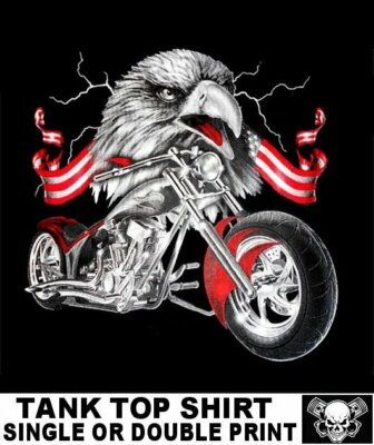 MOTORCYCLE BIKER V TWIN PATRIOTIC AMERICAN FLAG & EAGLE CHOPPER TANK TOP XT78