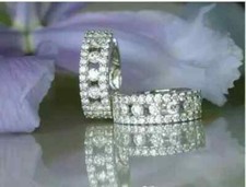 2 Ct Round Cut Simulated Diamond Hoop Huggie Gift Earrings 14k White Gold Plated