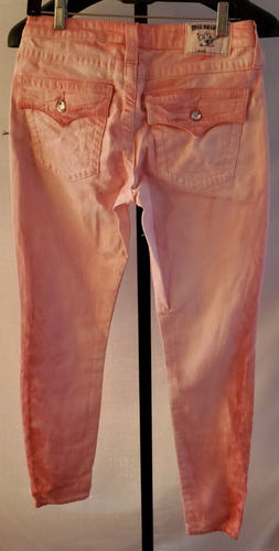 NWT True Religion Leggings Pink Skinny Jeans Size 28 Swarovski Crystals - Picture 3 of 7