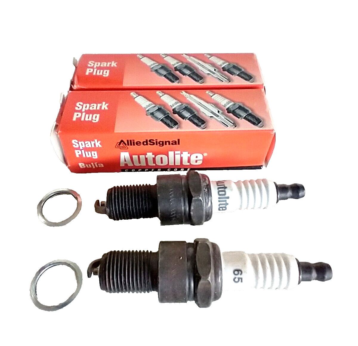 2-Pack Spark Plugs Copper Resistor AUTOLITE 65 Made in USA