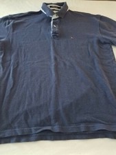 Tommy Hilfiger Solid BLUE Men's Size XL Short Sleeve Polo Shirt BUTTONS COTTON