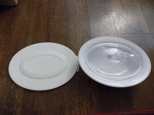 Vtg Corning Ware Elegance WHITE FLORAL L-31 2 QT Casserole Dish & Pyrex 2 Lids