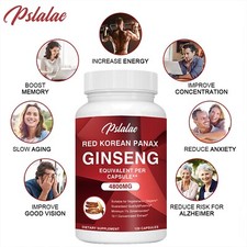 Red Korean Panax Ginseng 4800mg - High Strength, Energy, Endurance, Memory