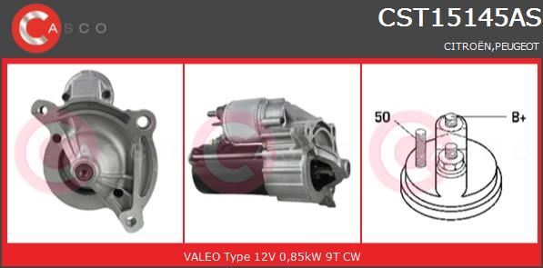 Démarreur pour Citroën Saxo 1.1 et Peugeot 206 CC 1.6 16V de 12V