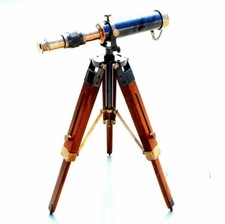 Vintage 10 Inch Brass Antique Handmade Telescope Spyglass With Tripod Stand