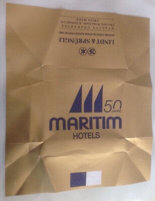 LINDT & SPRÜNGLI Chocolate Paper 50 Years Maritime Hotels 6.5 x 7.7cm Foil
