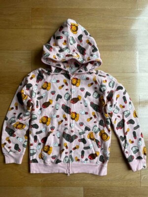 BAPE × kaws milo companion full zip hoodie pink Women's A Bathing Ape Size SHORT
