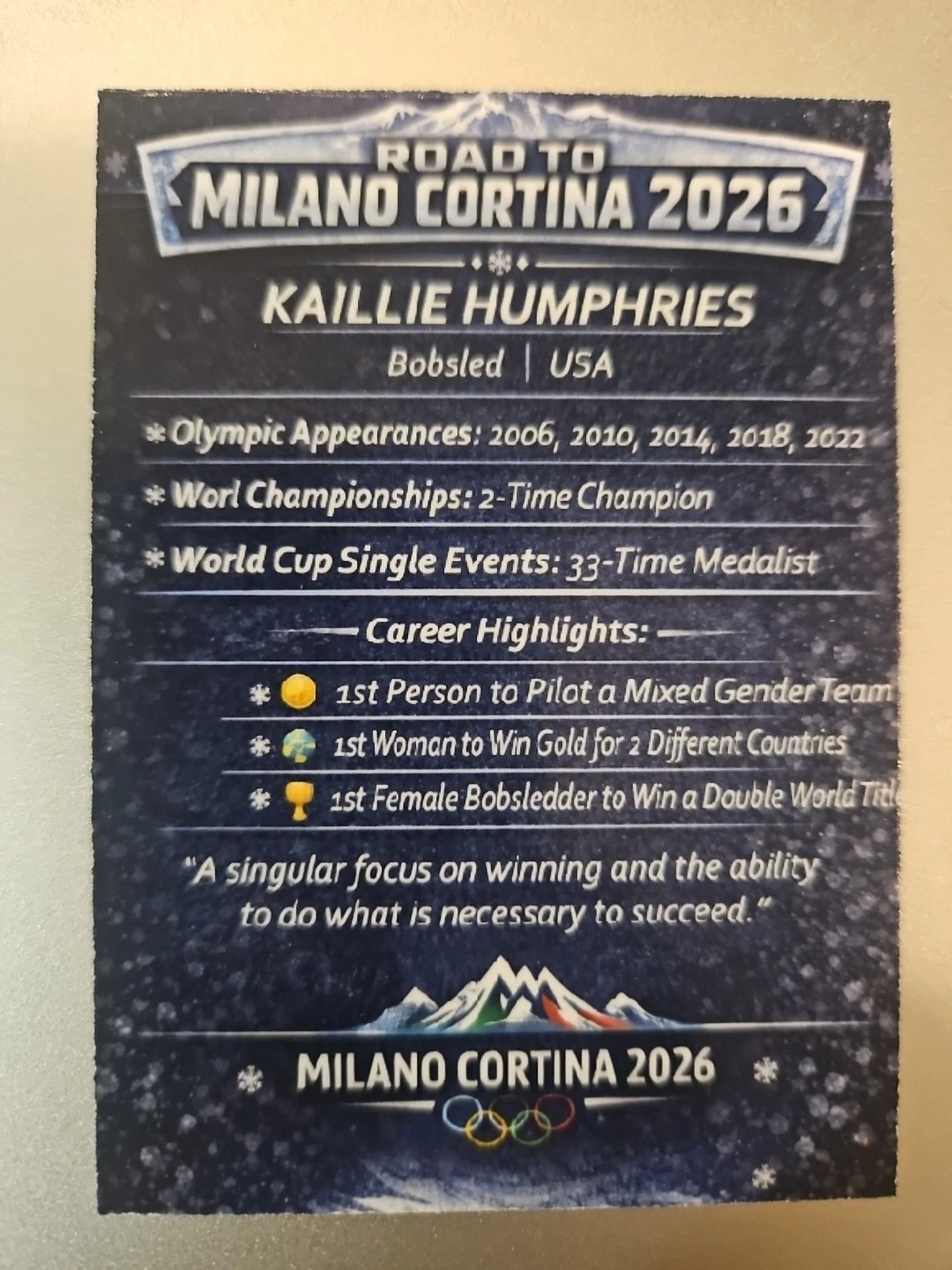 2026 Winter Olympics Caricature Card - Kaillie Humphries