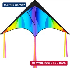 JOYIN Large Delta Kite Gradient Rainbow, Easy to Fly Huge for Kids and Adults wi