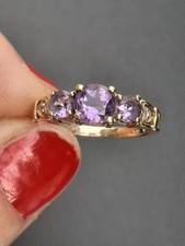 9ct Gold Amethyst and Diamond Ring - Size N