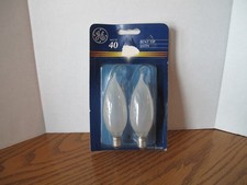 GE 40W Candelabra Light Bulbs 2 Pack Satin / Frosted Bent Tip Flame CAC/F NEW B