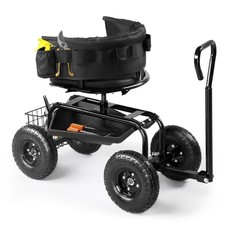 Rolling Garden Work Seat with Wheels, with 360 Degree Swivel Seat & Tool Tray