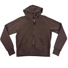 Aerie Womens Full Zip Hoodie Brown Raglan Sleeve Sweatshirt Size Large L