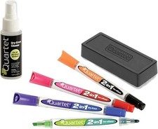 2-in-1 Dry-Erase Marker Starter Kit, Chisel/Fine Tip, Assorted