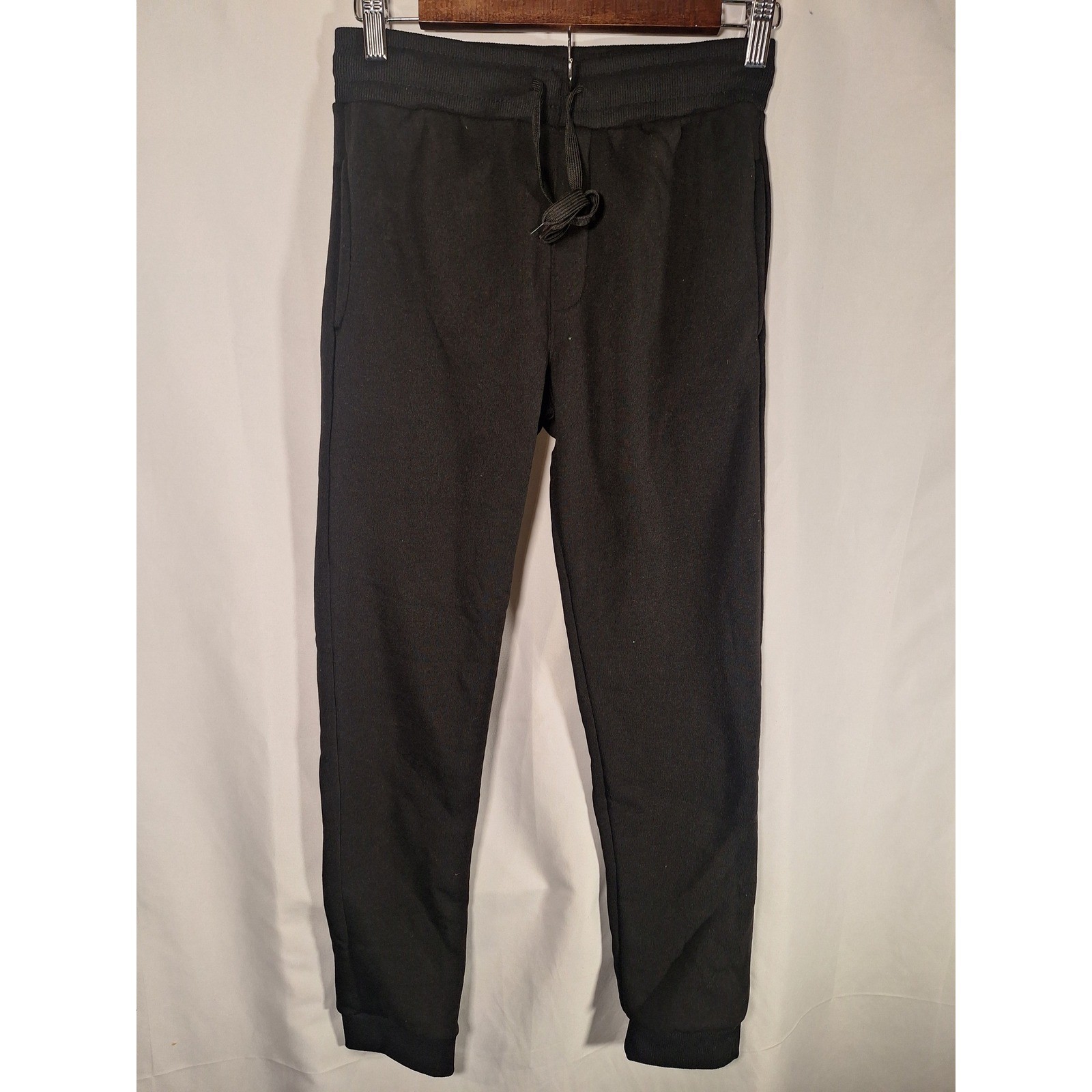 Real Essentials Youth Large Black Fleece Lined Joggers Drawstring Sweatpants