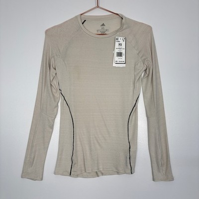 Adidas Women Adi Runner LS W XS Alumina Beige Long Sleeve Running Shirt GJ9902
