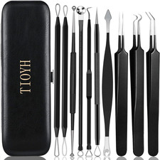 Professional Pimple Popper Tool Kit,10 PCS Blackhead Remover Tweezers,Extractor