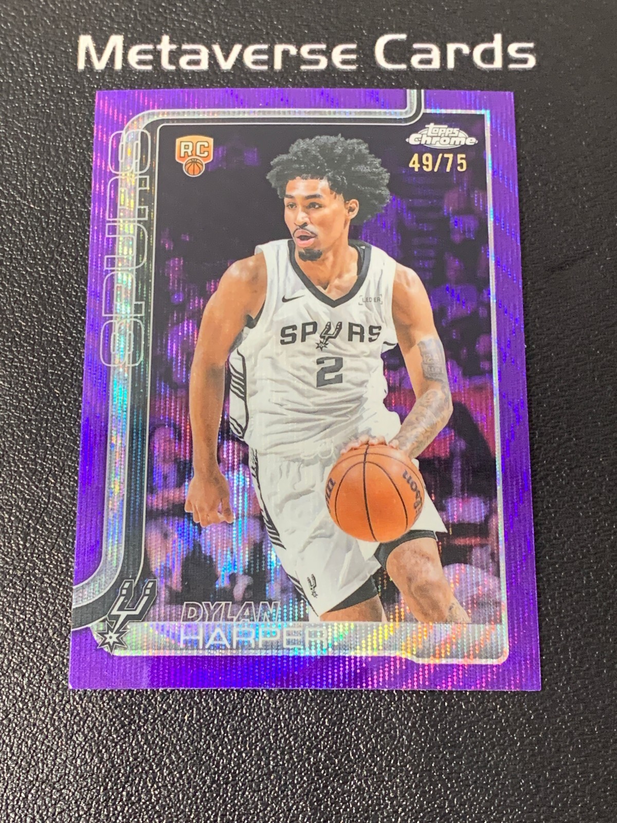 2025-26 Topps Chrome Rookie Purple Wave Refractor #252 RC Dylan Harper 49/75