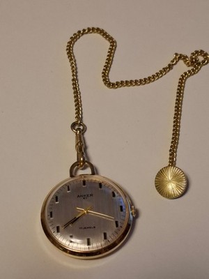 Taschenuhr Anker 67,goldfarben, Kette, Bastler