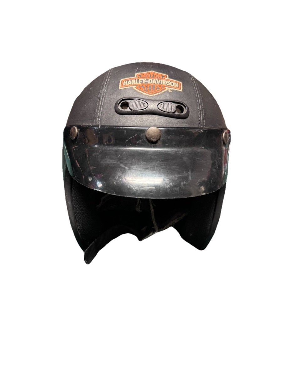 アンティーク雑貨 DUNS HELMET 1980s 1990s BLACK Harley-Davidson Half Motorcycle Helmet 90s Matte Black Leather