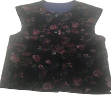 Women's Handmade Purple Floral Corduroy Vest