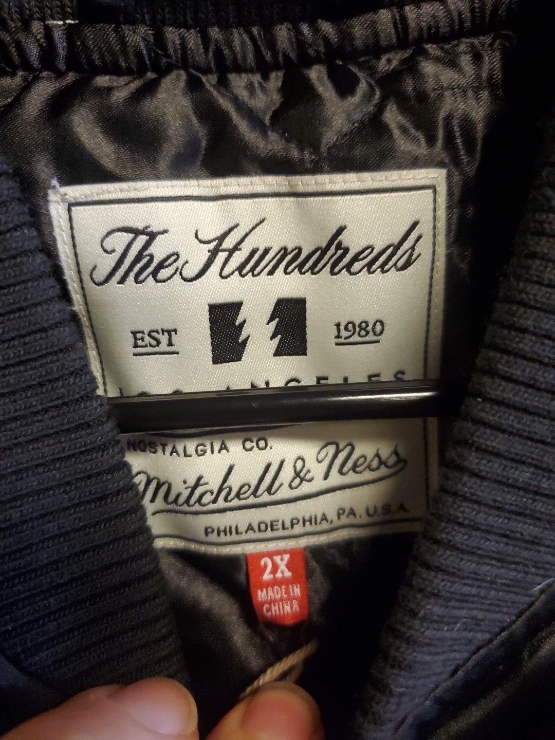 Men's Mitchell & Ness x The Hundreds Black Satin Full-Snap Jacket SIZE 2XL... image 5