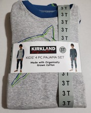 Kirkland Signature Toddler Boys 4-Piece 2 pr. Pajamas Size 3T Shark Print