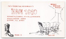 Postal de colección CB Radio QSL Dixon, Illinois Heckman's KRK 1810 Hazelwood Farm