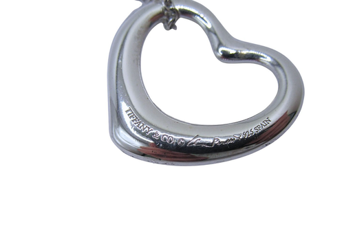 Tiffany & Co.  Elsa Peretti Sterling Silver Open Heart Pendant Chain Necklace - Picture 4 of 11