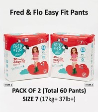 Fred & Flo Size 7 Baby Nappy Pants 17kg+ - Bulk Pack of 2 (60 Pants Total)